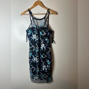 GUESS Womens Black floral Halter Knee Length Dress